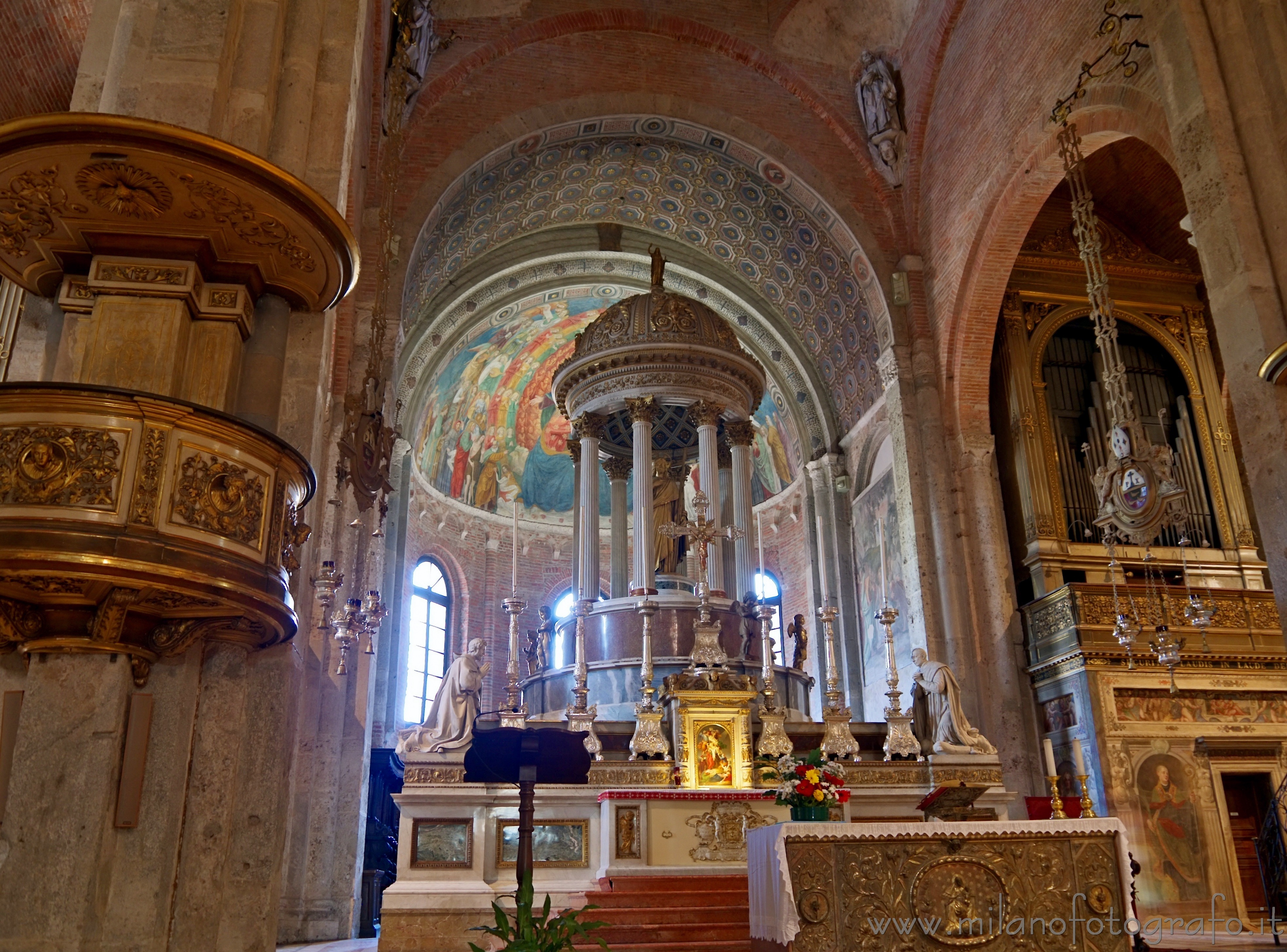 Milan (Italy) - Basilica of San Simpliciano: Altar and aps